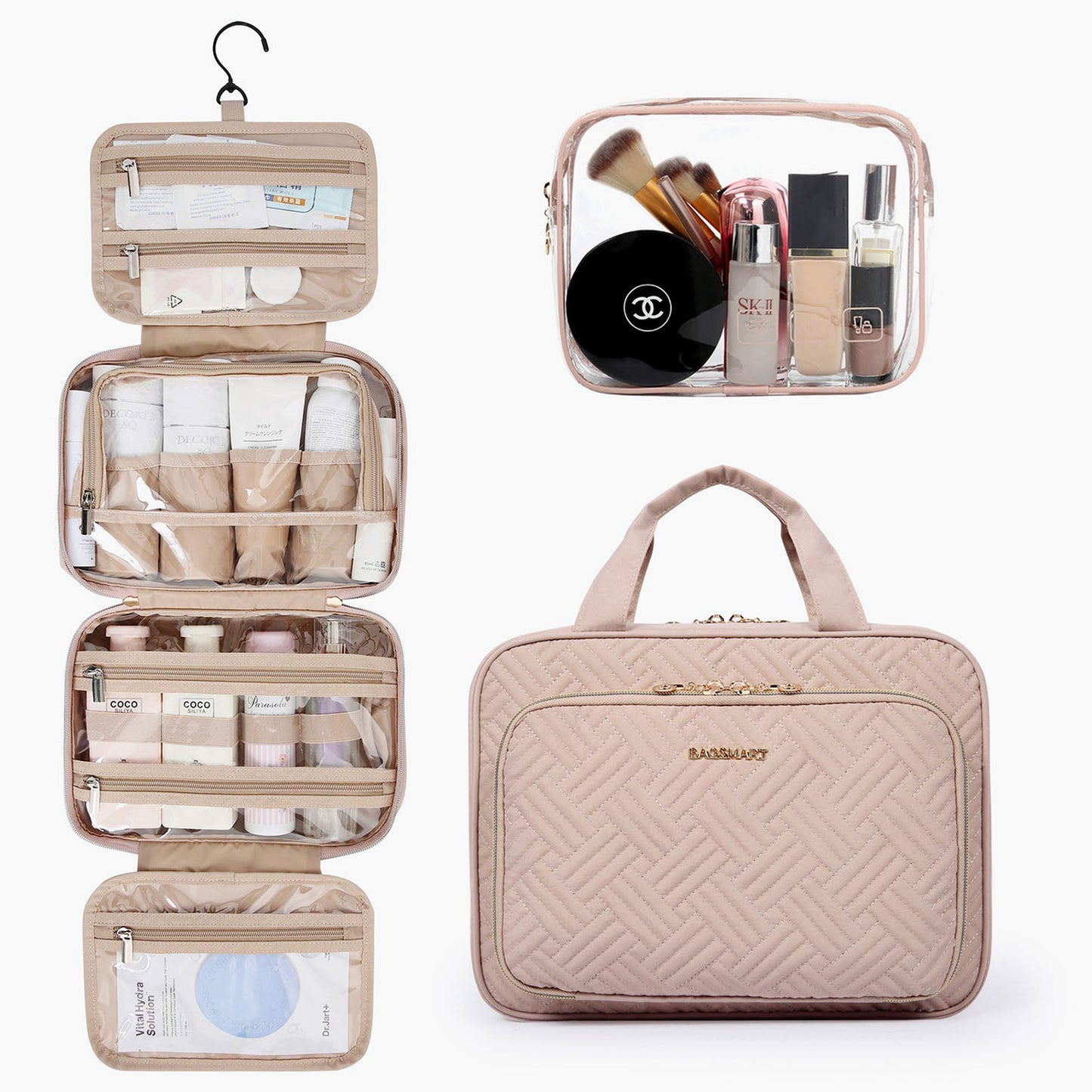 Pink hanging toiletry bag