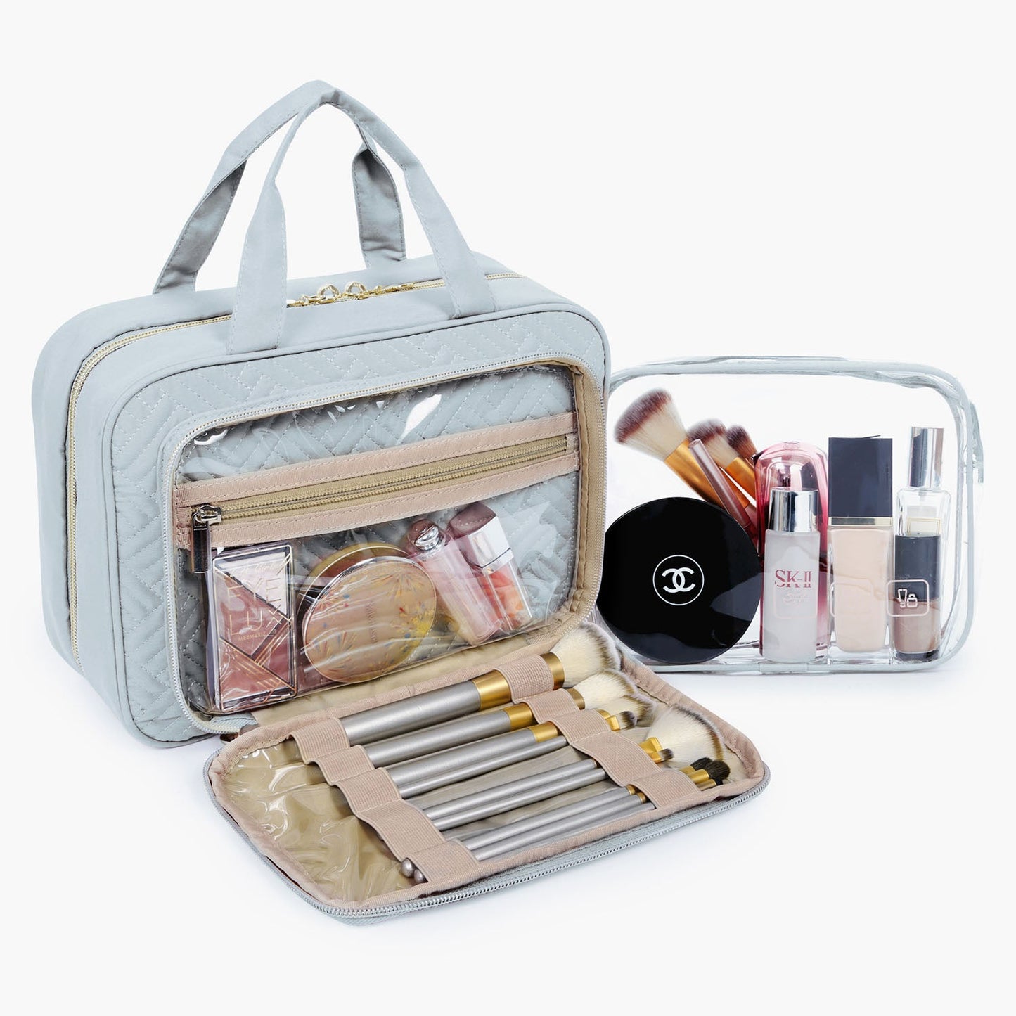 Large Light Blue Hanging Travel Makeup Organizer