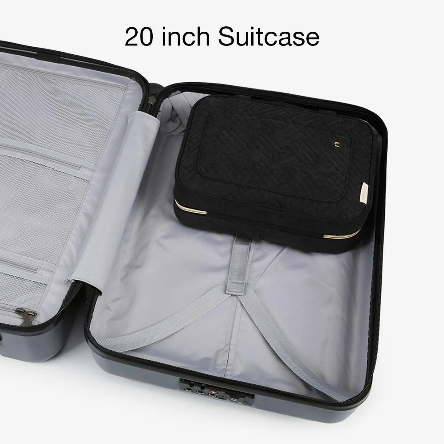 Black space-saving toiletry bag