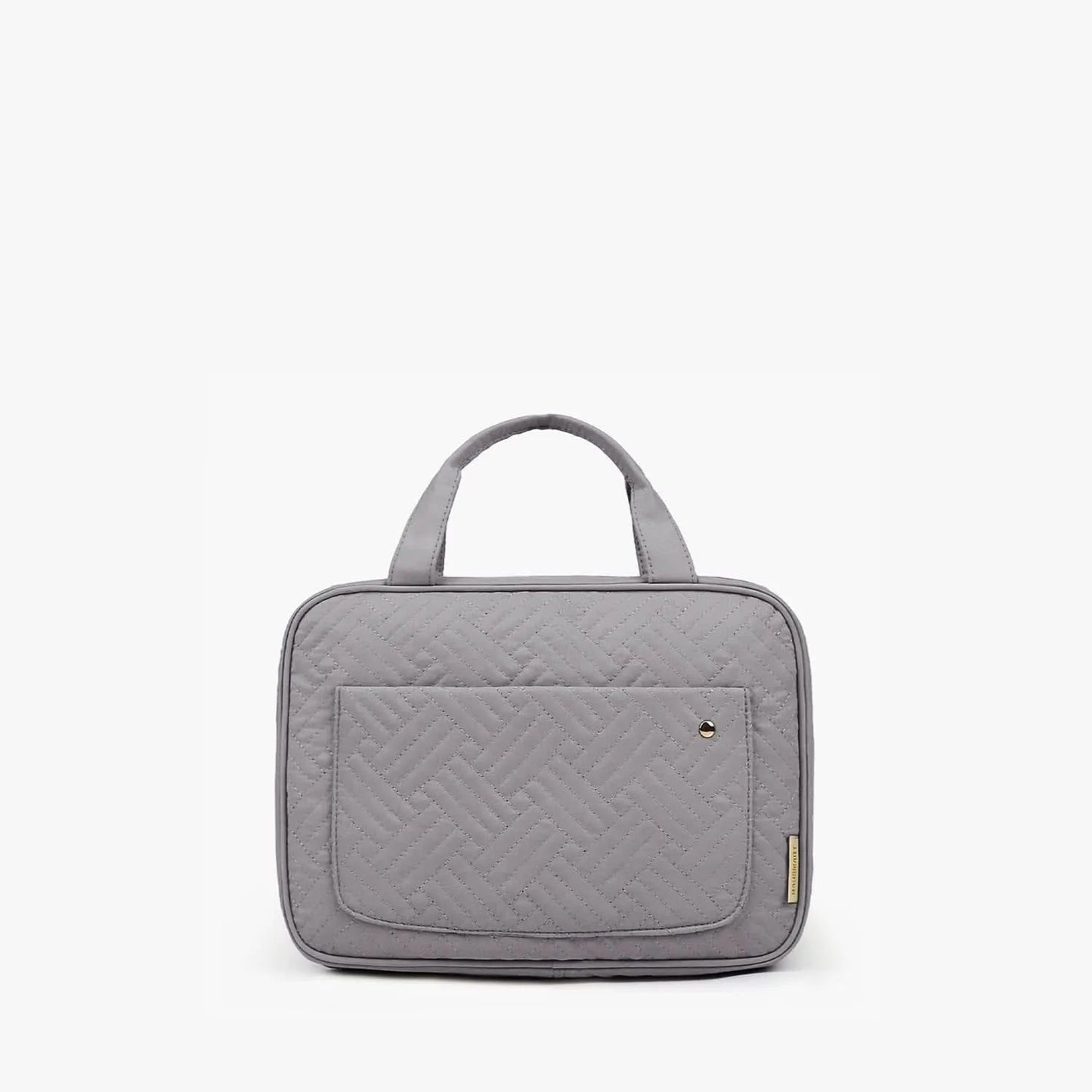 Gray space-saving toiletry bag