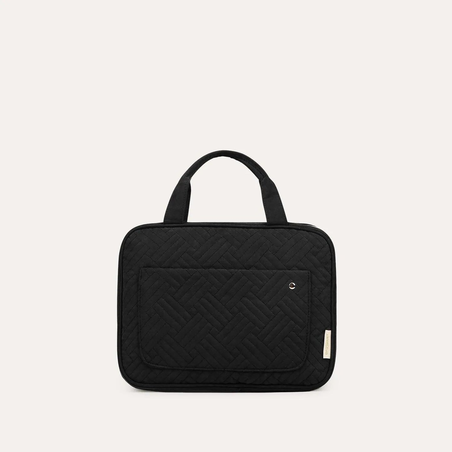 Black space-saving toiletry bag