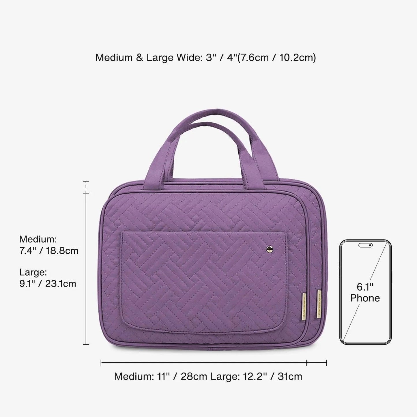 Purple space-saving toiletry bag