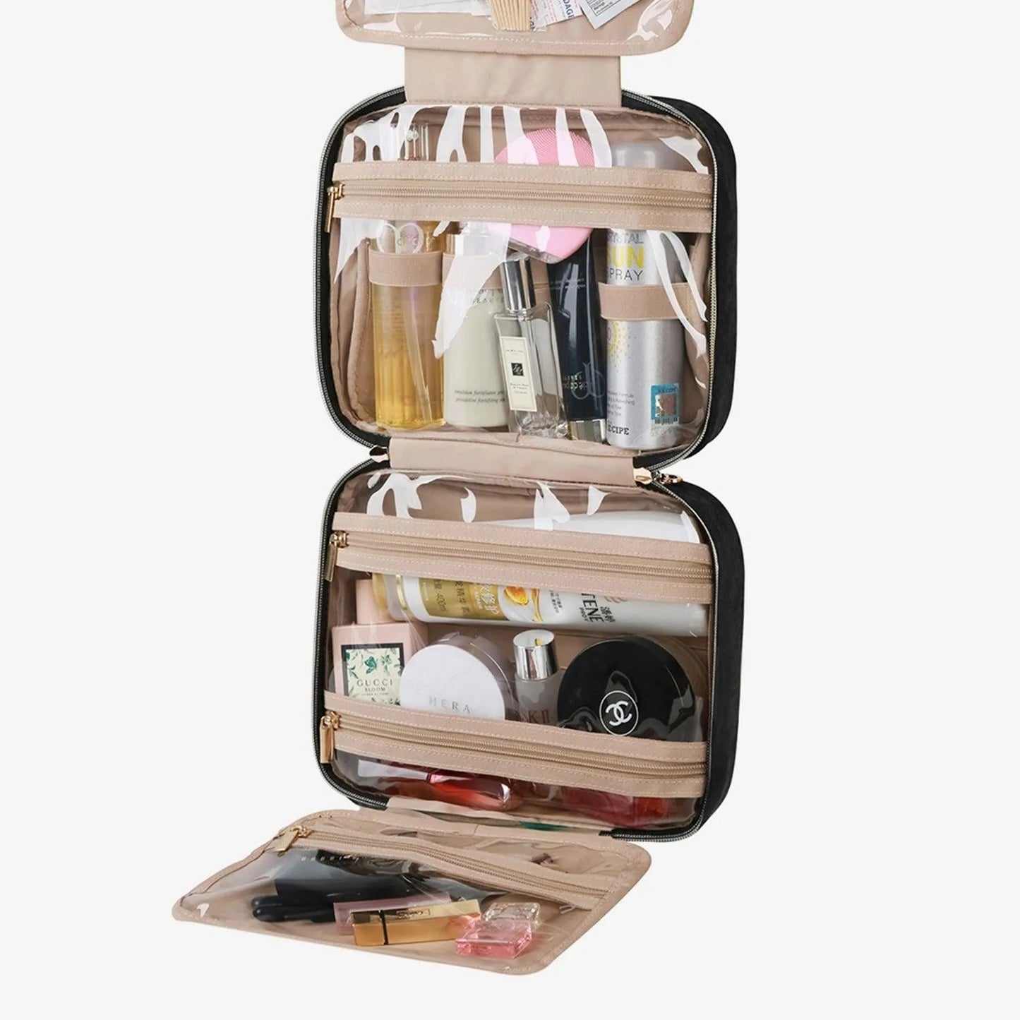 Black space-saving toiletry bag