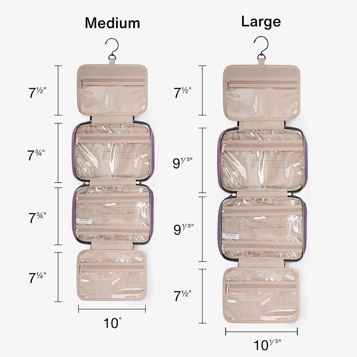Purple space-saving toiletry bag