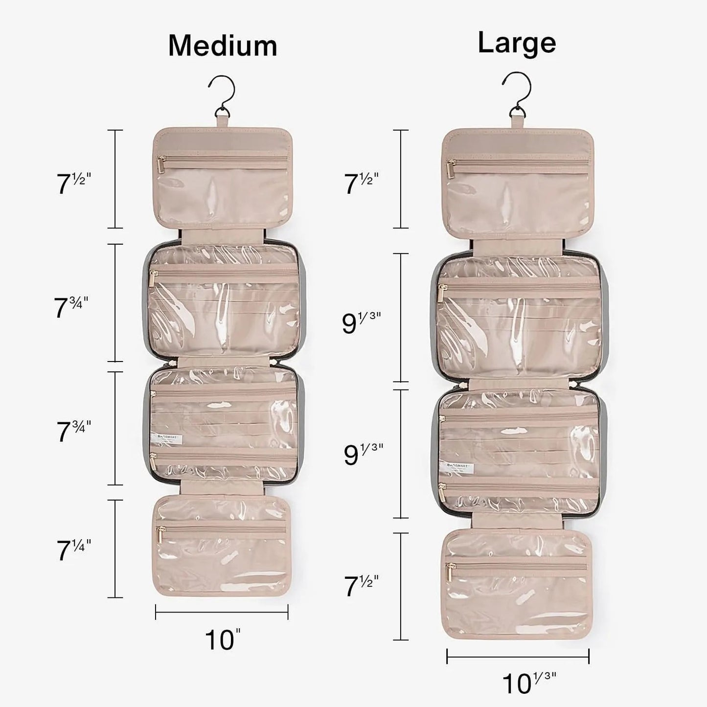 Gray space-saving toiletry bag