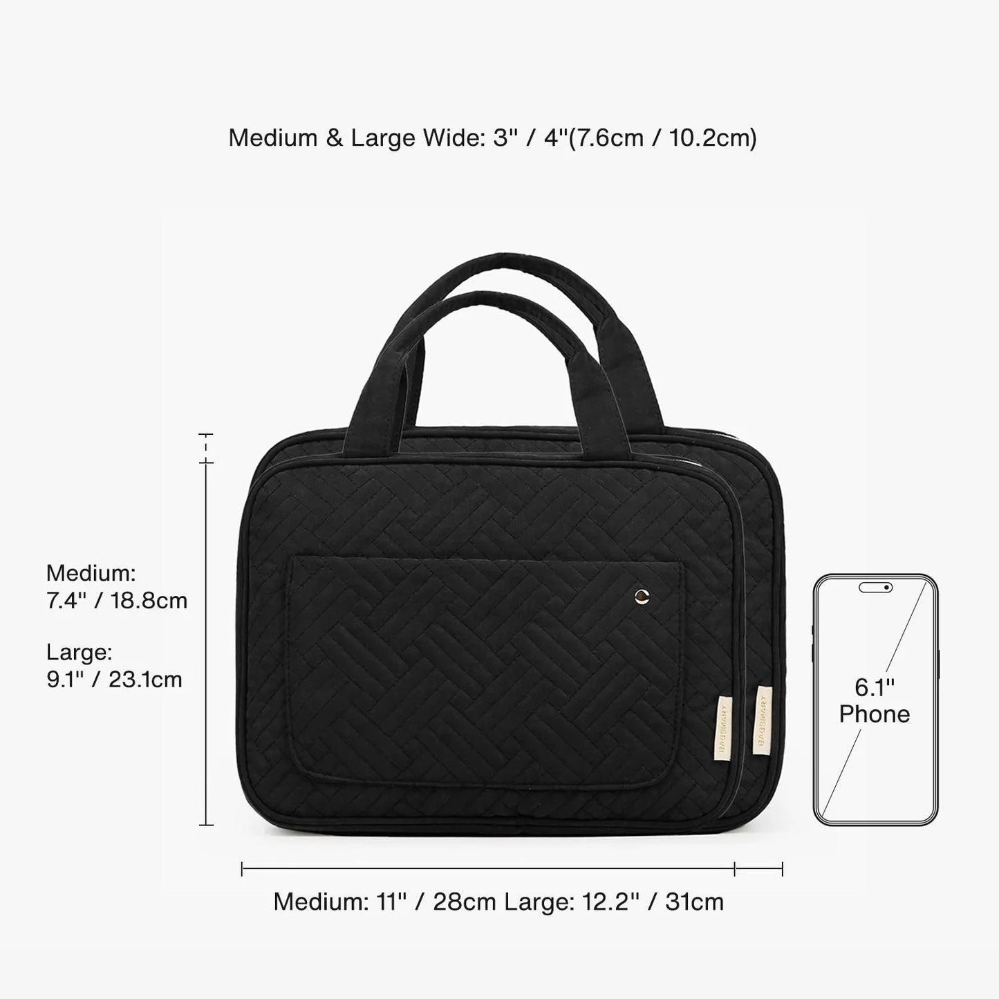 Black space-saving toiletry bag