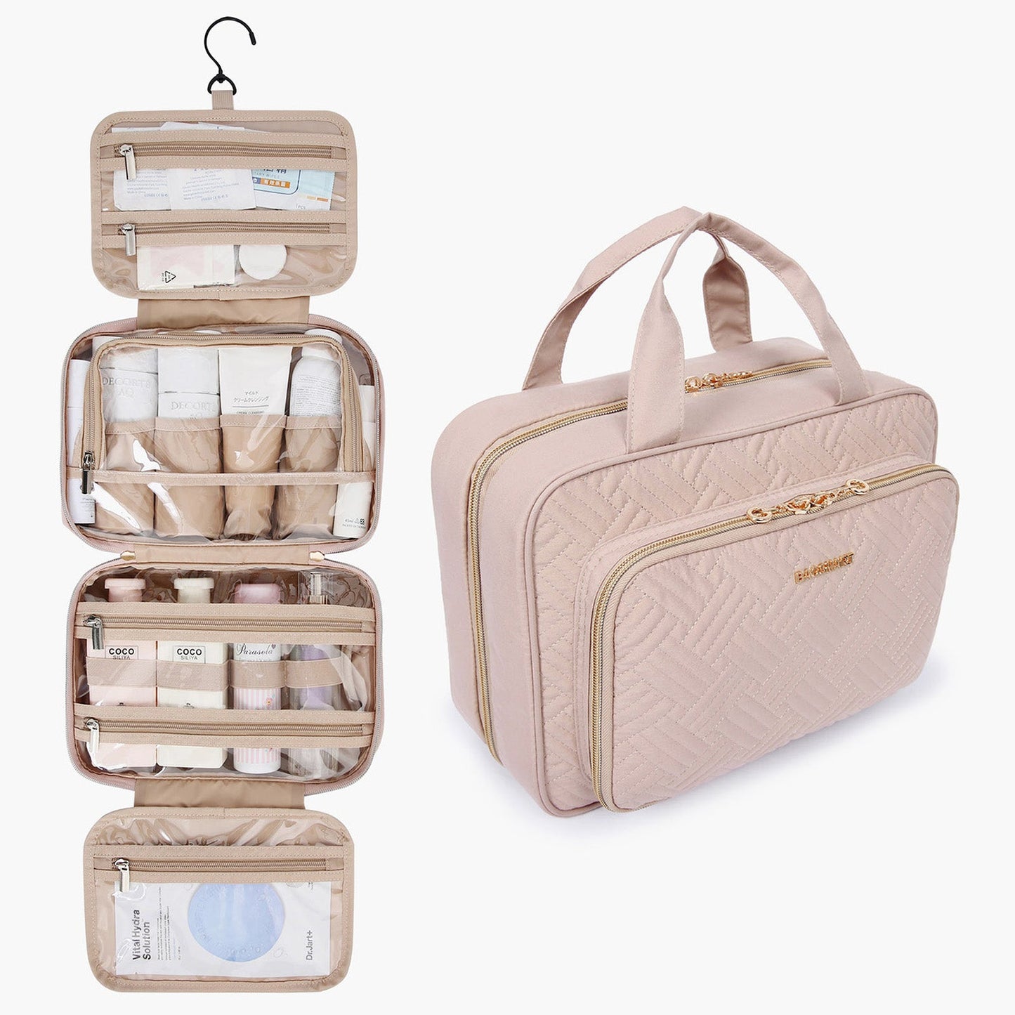 Pink hanging toiletry bag