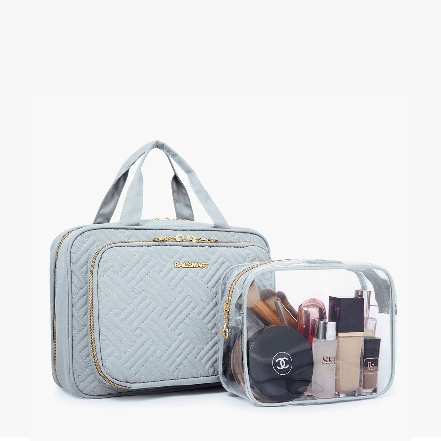 Large Light Blue Hanging Travel Makeup Organizer