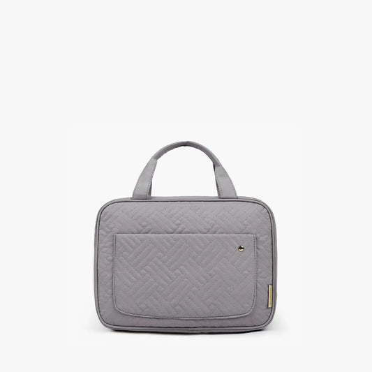 Gray space-saving toiletry bag