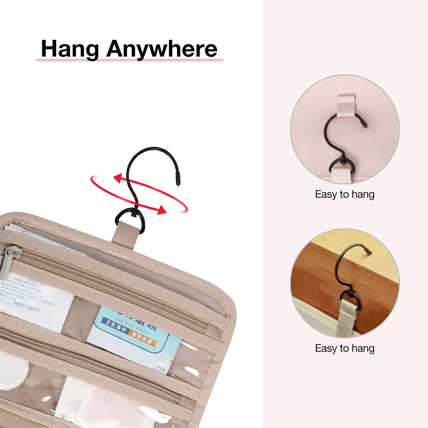 Pink hanging toiletry bag