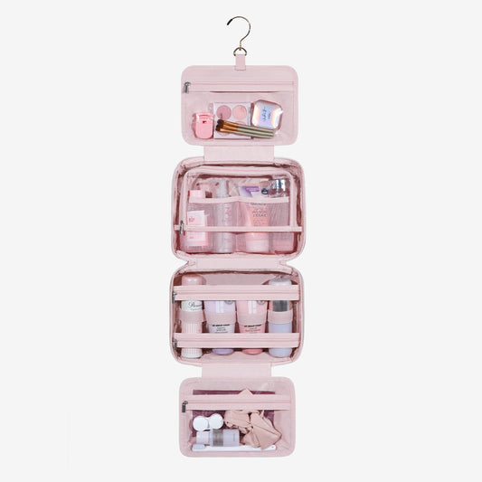 Pink hanging transparent toiletry bag