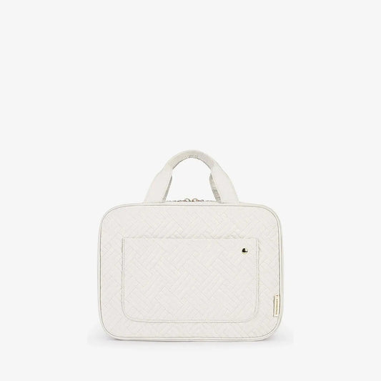 Beige space-saving toiletry bag