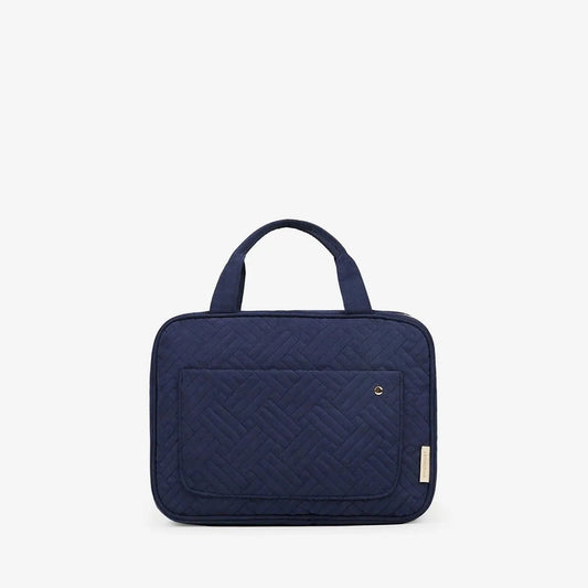 Navy blue space-saving toiletry bag